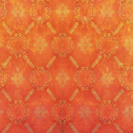 Fotomural Orange mural with ornament pattern & used look - AP Digital 1