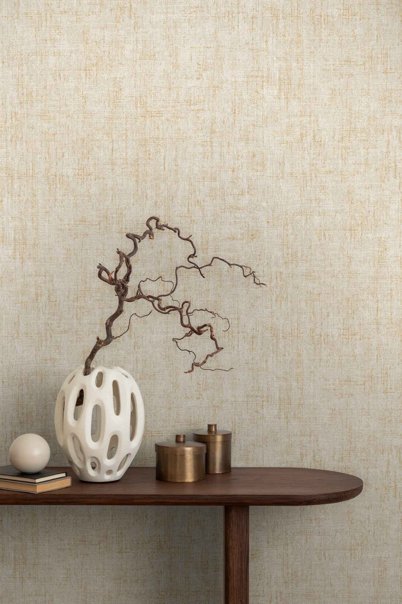 Hochwertige Vliestapete Beige Struktur