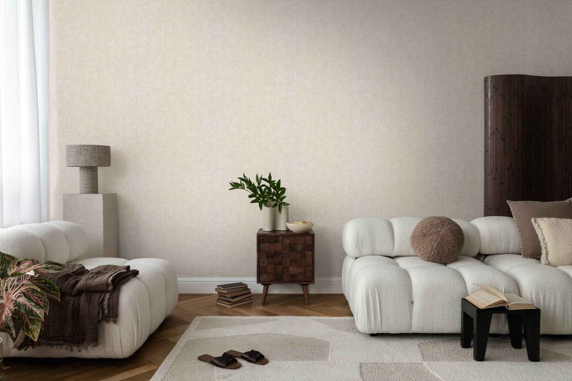Hochwertige Vliestapete Beige Struktur