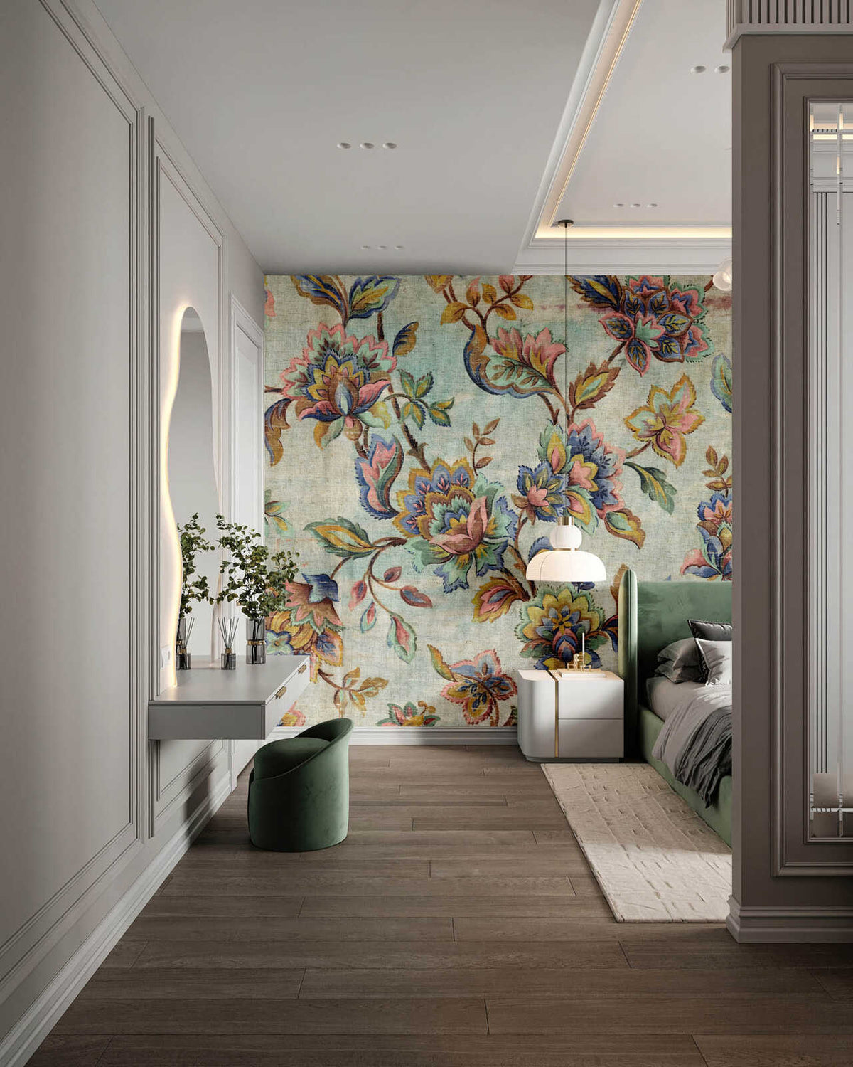 Fotomural Walls by Patel - gobelin2 - Vintage floral ornament wallpaper in soft colours - light blue