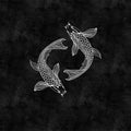 Fotomural Walls by Patel - Koi mural black and white in chalkboard look