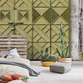 Fotomural Walls by Patel - Photo wallpaper »agra« - Close-up of a green metal gate with diamond-shaped decorations - Smooth, slightly shiny premium non-woven fabric