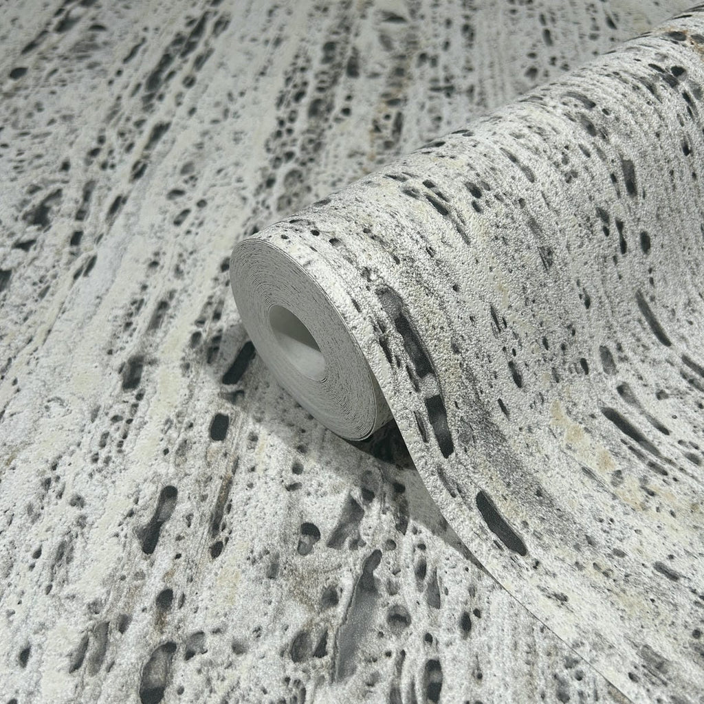 Papel pintado tejido no tejido con textura y relieve gris y beige - Marburg - Imagen 5