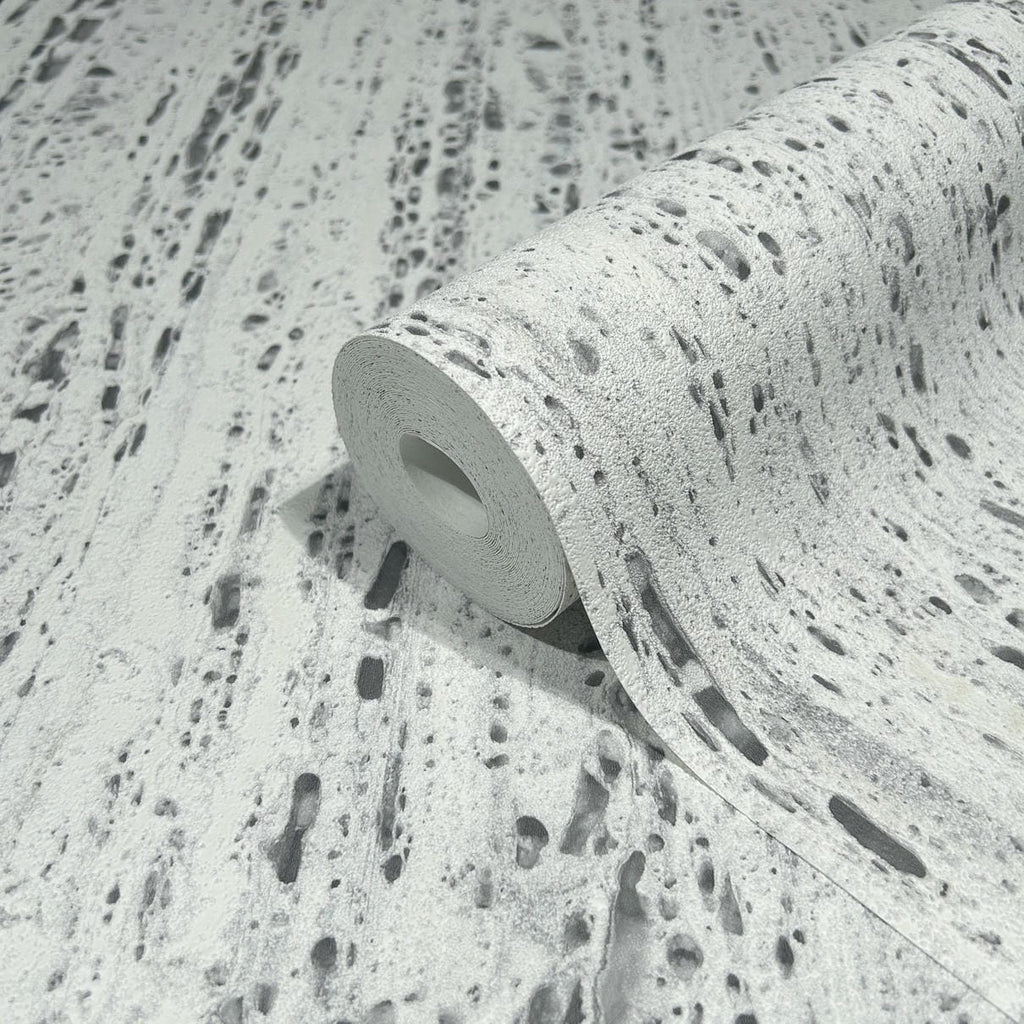 Papel pintado tejido no tejido con textura y relieve blanco y gris - Marburg - Imagen 5