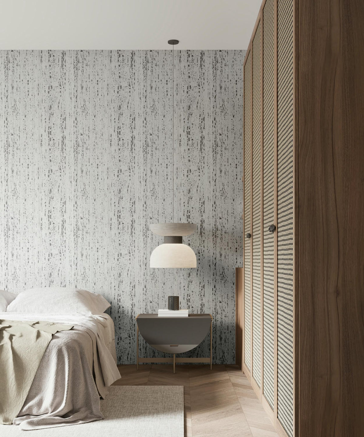 Papel pintado tejido no tejido con textura y relieve blanco y gris - Marburg - Imagen 2