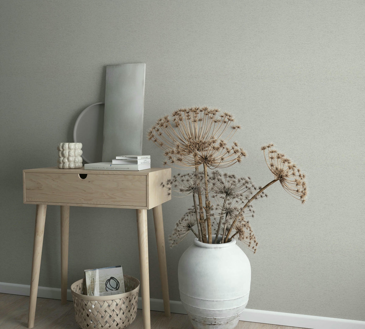 Papel pintado tejido no tejido con textura y relieve gris y beige - Marburg - Imagen 2