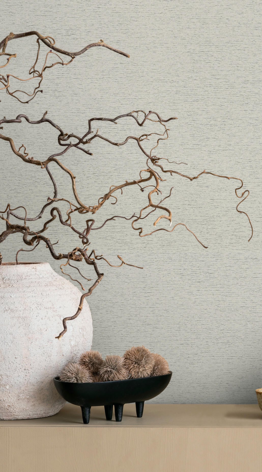 Papel pintado tejido no tejido con textura y relieve gris y beige - Marburg - Imagen 1