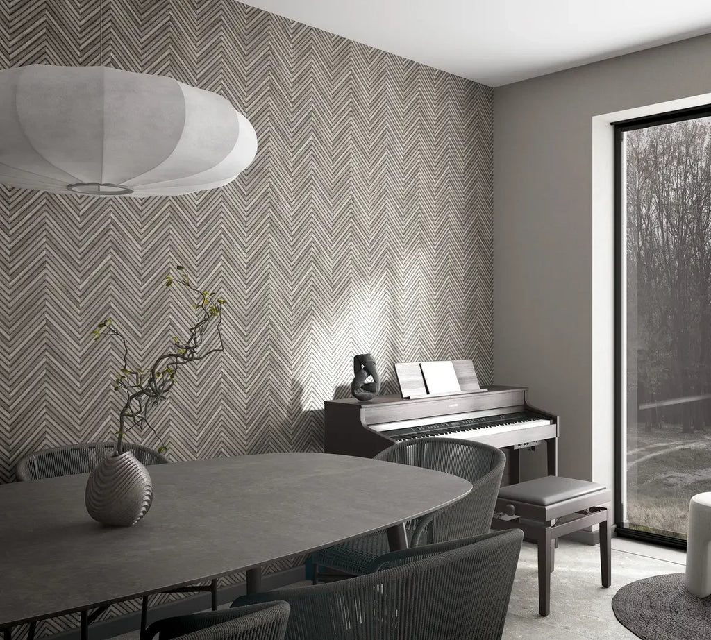 Papel pintado tejido no tejido efecto madera gris - Marburg - Imagen 3