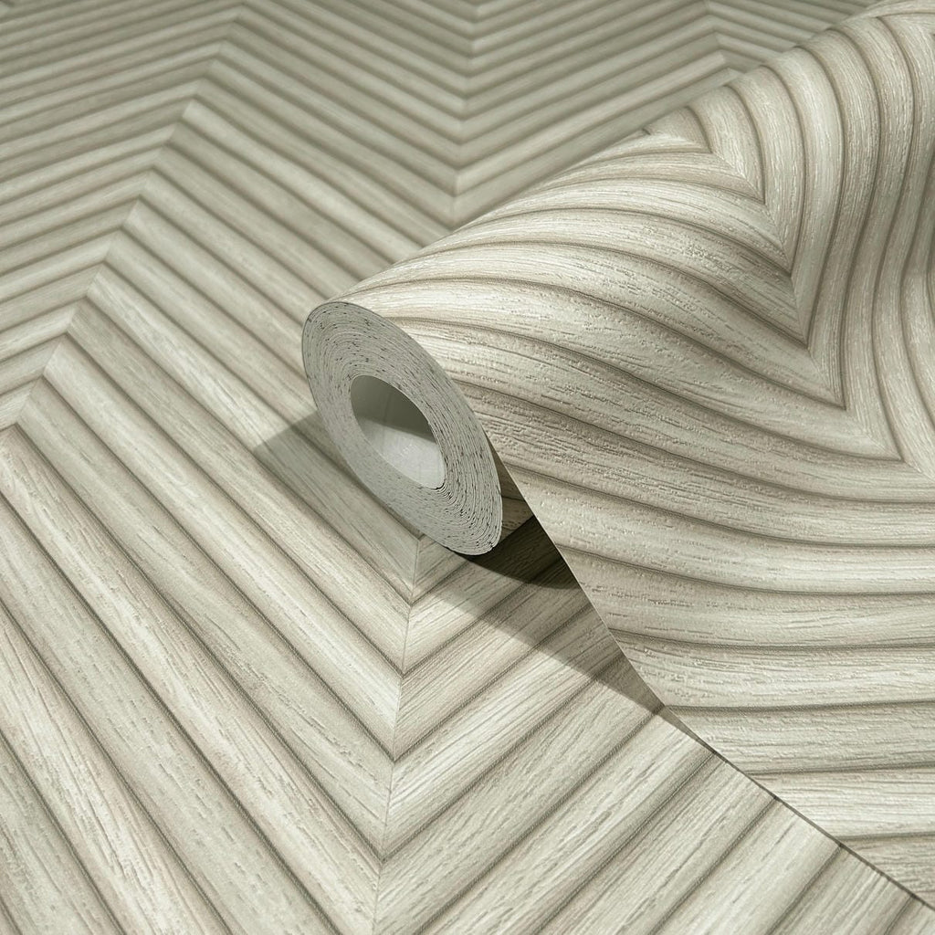 Papel pintado tejido no tejido efecto madera beige - Marburg - Imagen 3