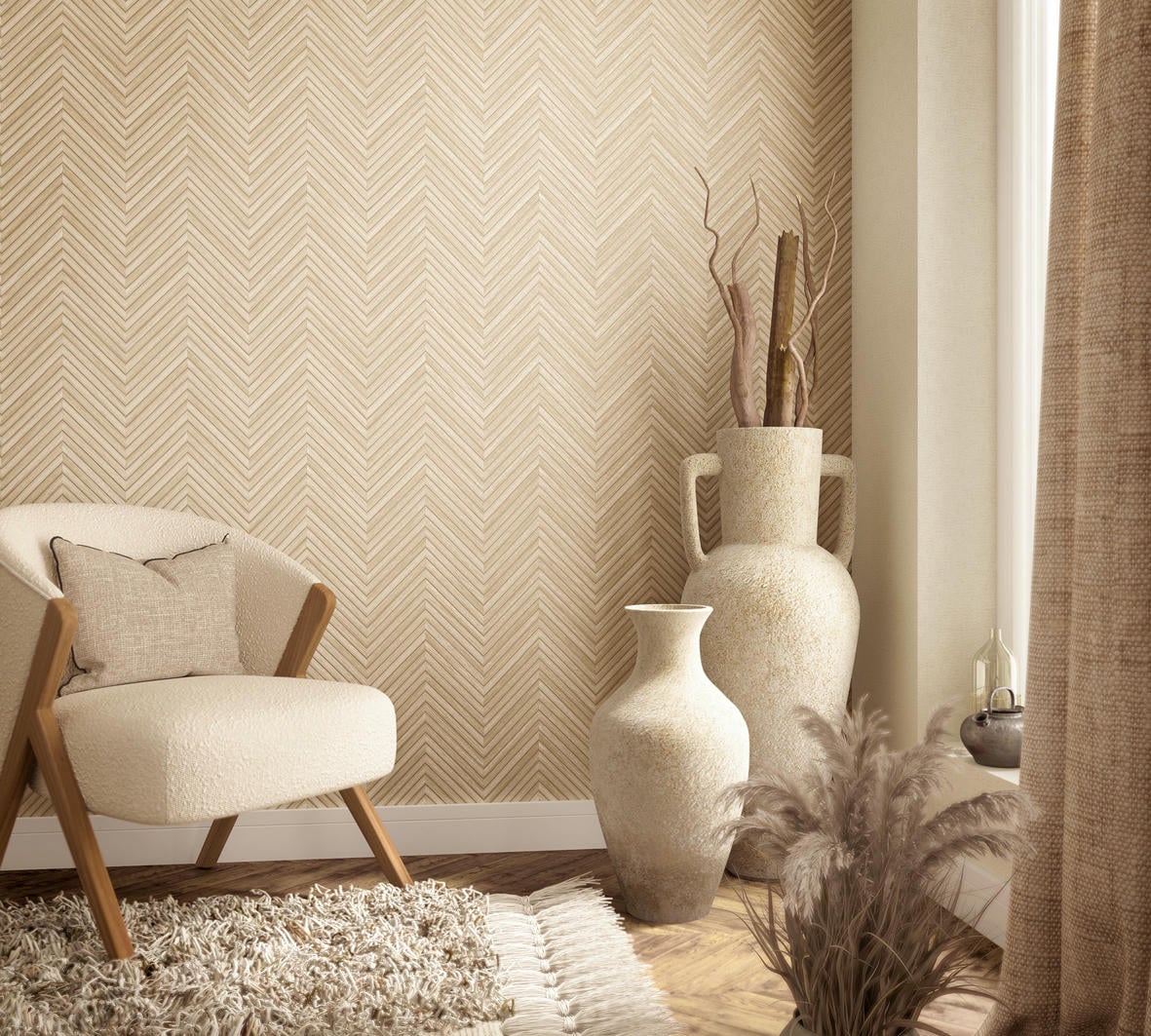 Vliestapete beige holzoptik