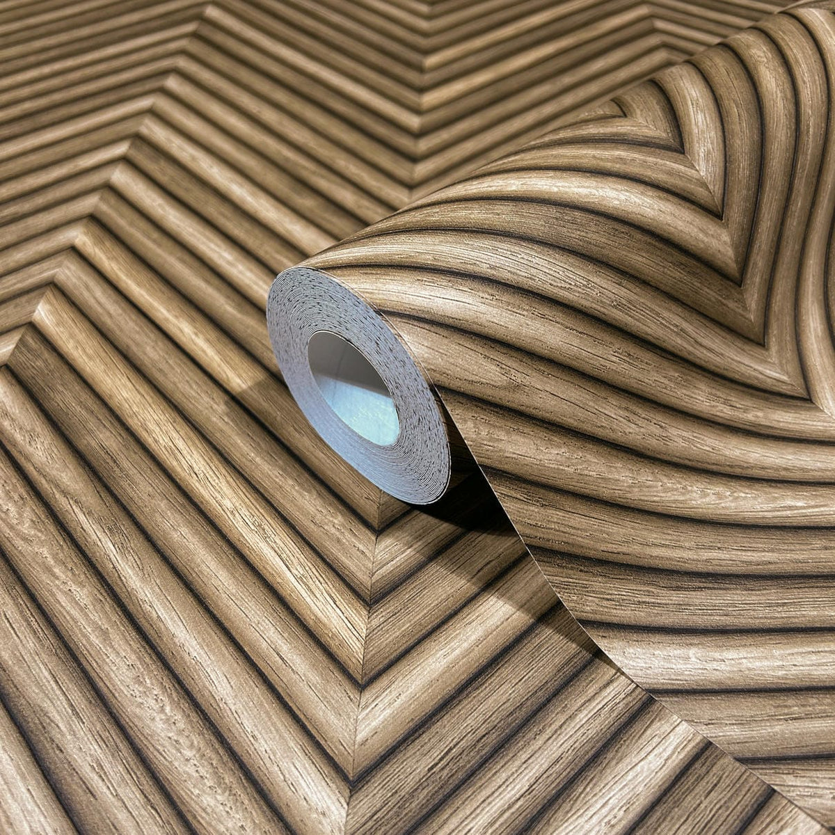 Papel pintado tejido no tejido efecto madera marrón - Marburg - Imagen 4