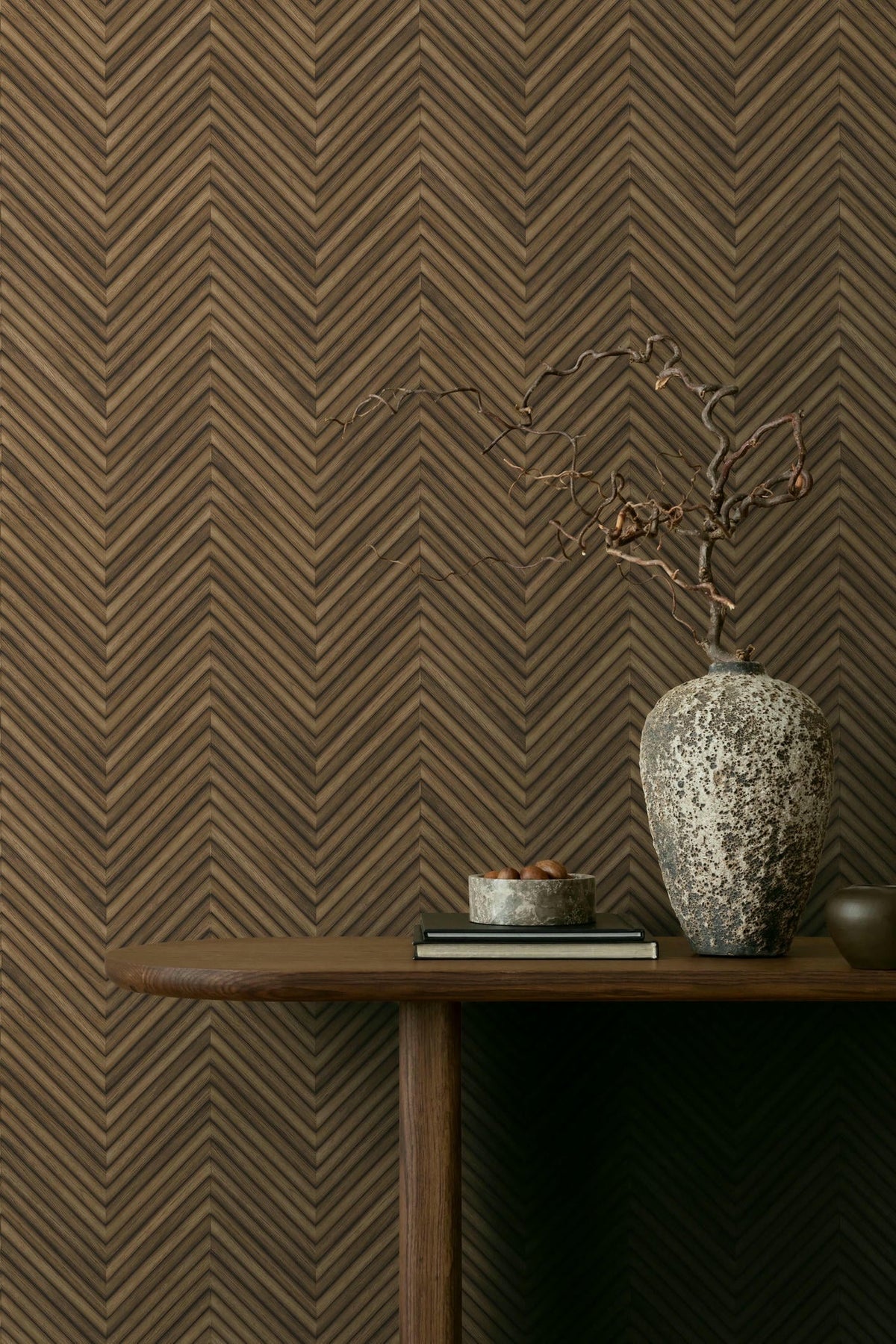 Papel pintado tejido no tejido efecto madera marrón - Marburg - Imagen 3