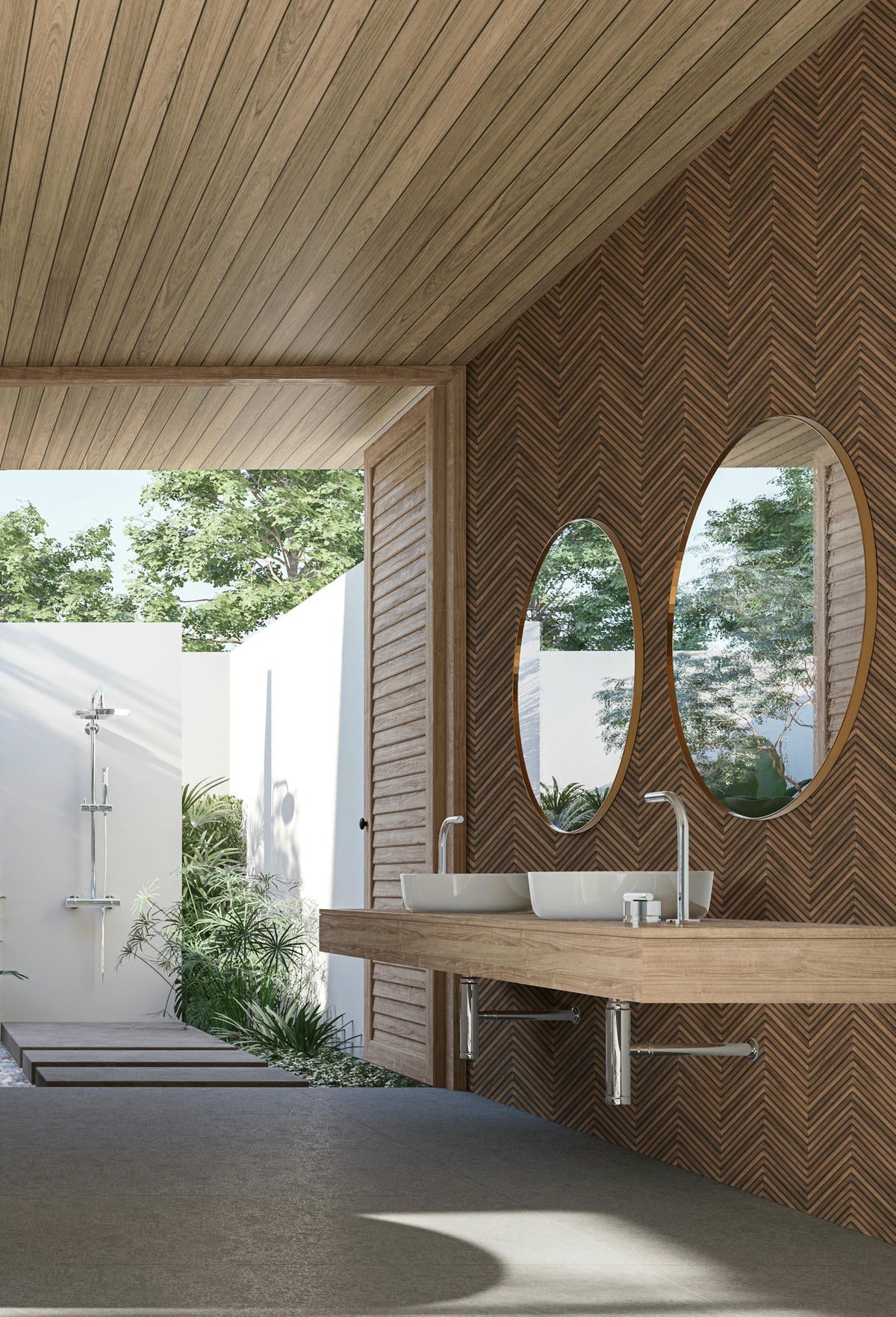 Papel pintado tejido no tejido efecto madera marrón - Marburg - Imagen 4