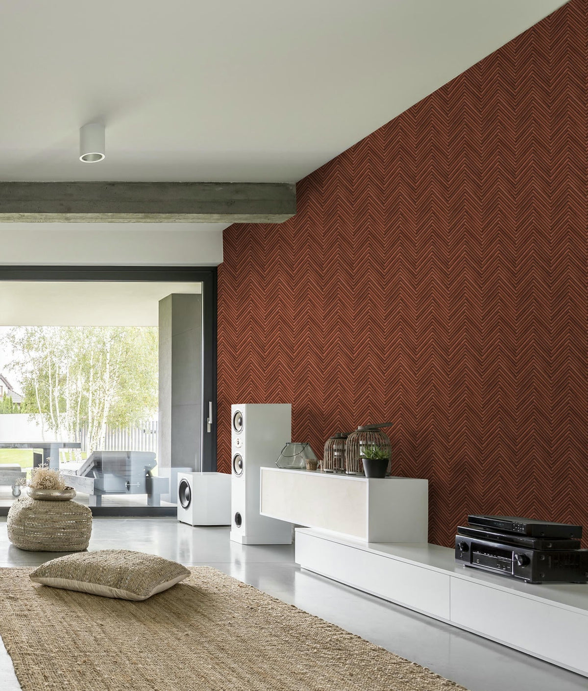 Papel pintado tejido no tejido efecto madera rojo y marrón - Marburg - Imagen 2
