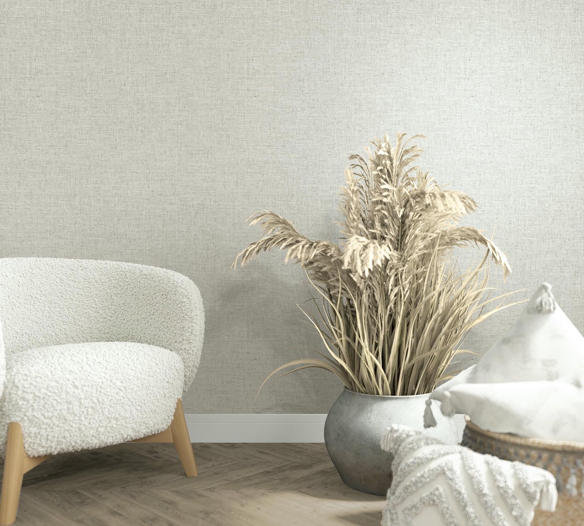 Papel pintado tejido no tejido liso gris y beige - Marburg - Imagen 1