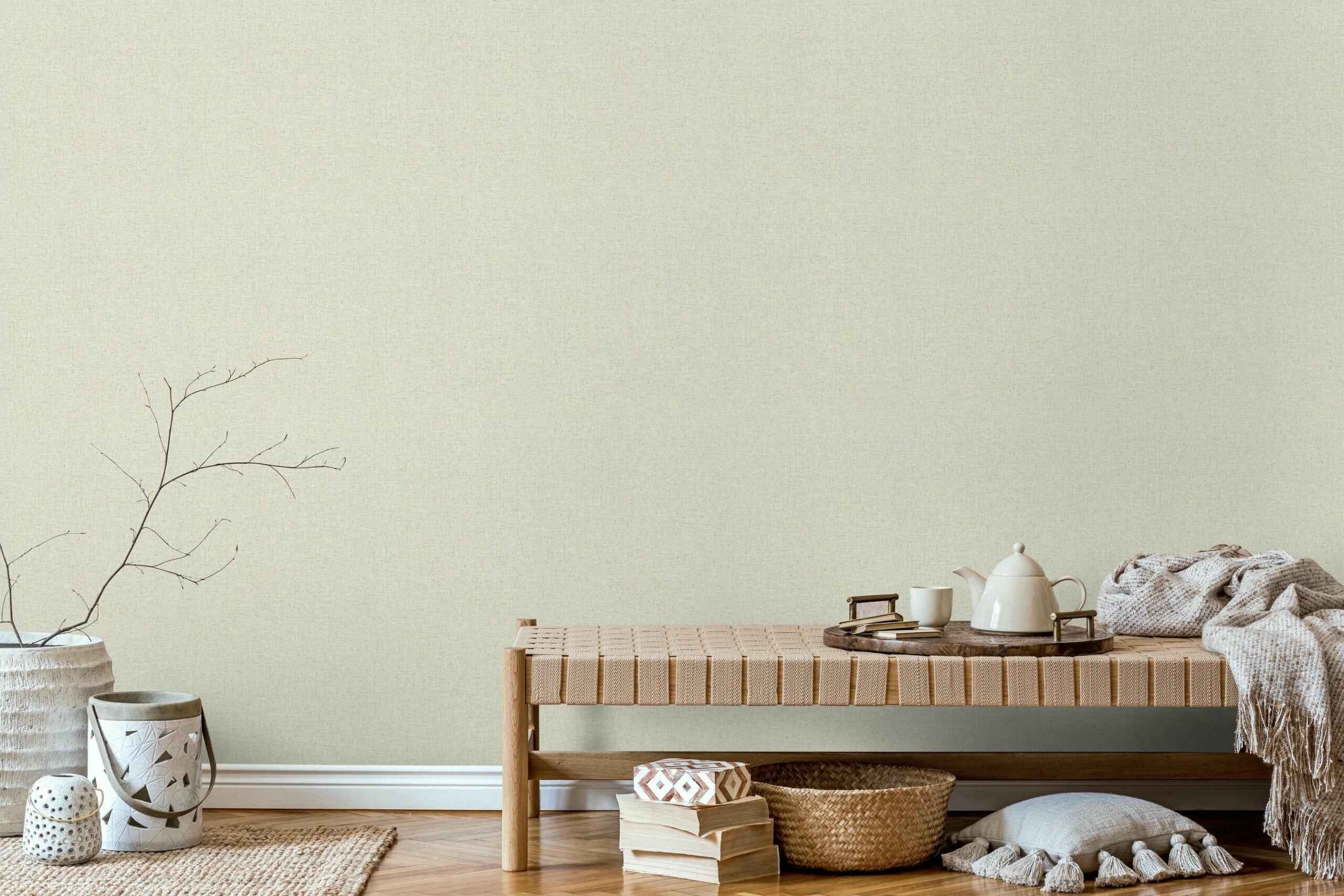 Vliestapete beige einfarbig