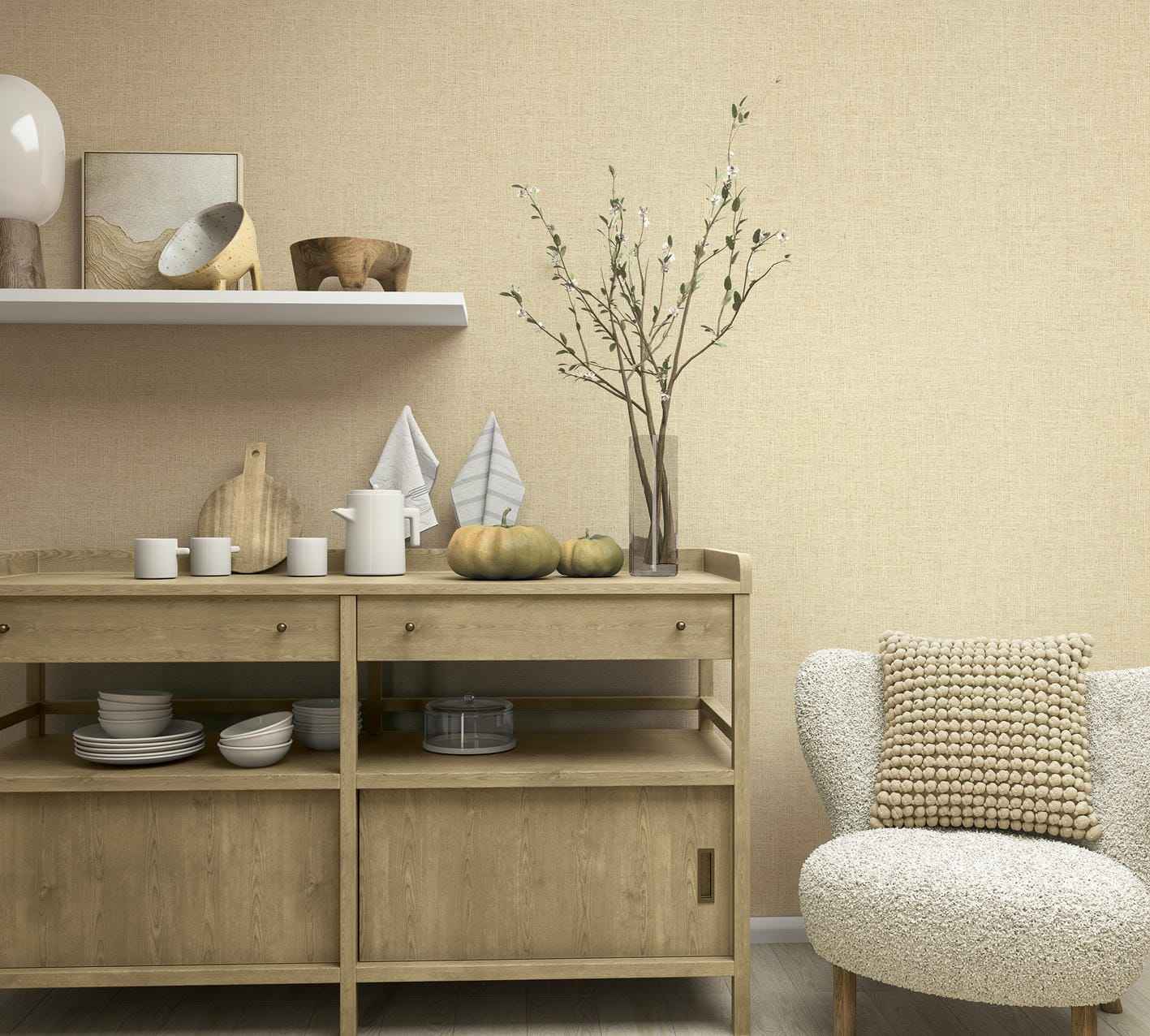 Vliestapete beige einfarbig