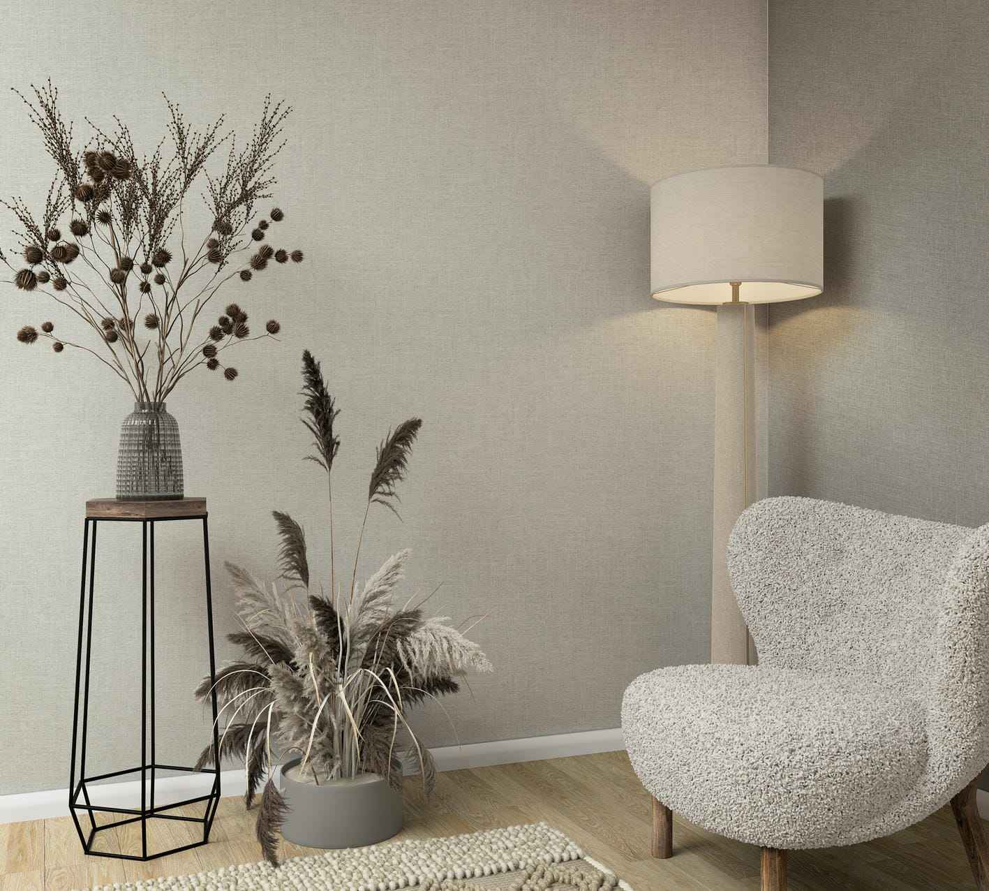 Vliestapete grau, beige einfarbig