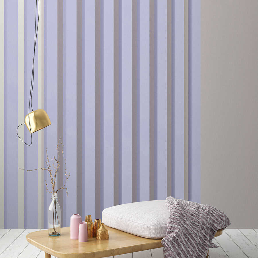 Fotomural Walls by Patel - Illusion Room 1 - wall mural 3D stripes design in purple & grey