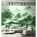 Fotomural Walls by Patel - Photo wallpaper »tinterra 2« - Landscape with mountains & fog - Green
