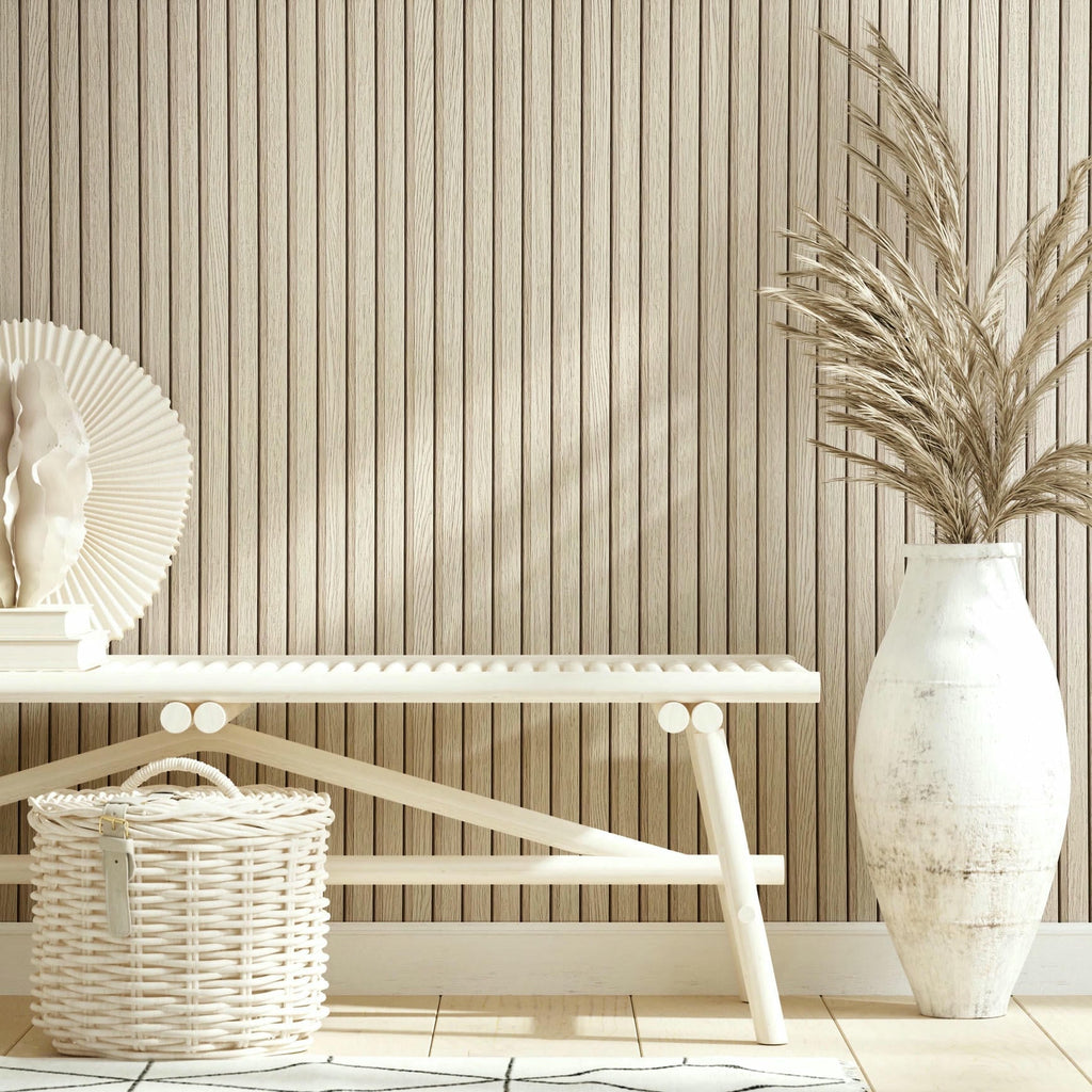 Papel pintado tejido no tejido de rayas beige - Marburg - Imagen 1