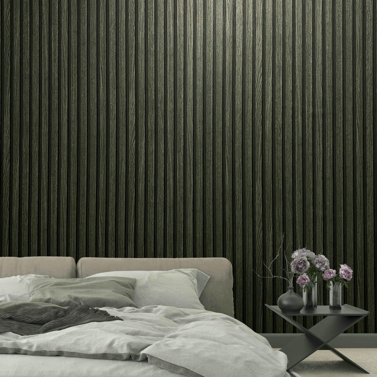 Papel pintado tejido no tejido de rayas negro y antracita - Marburg - Imagen 1