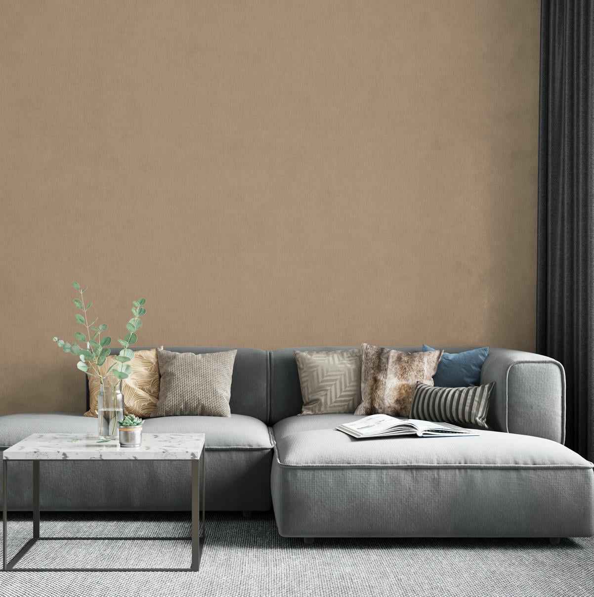 Vliestapete beige, braun einfarbig