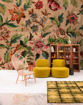 Fotomural Walls by Patel - tapis1 - Floral ornament wallpaper with decorative leaves in textile look - brown, green