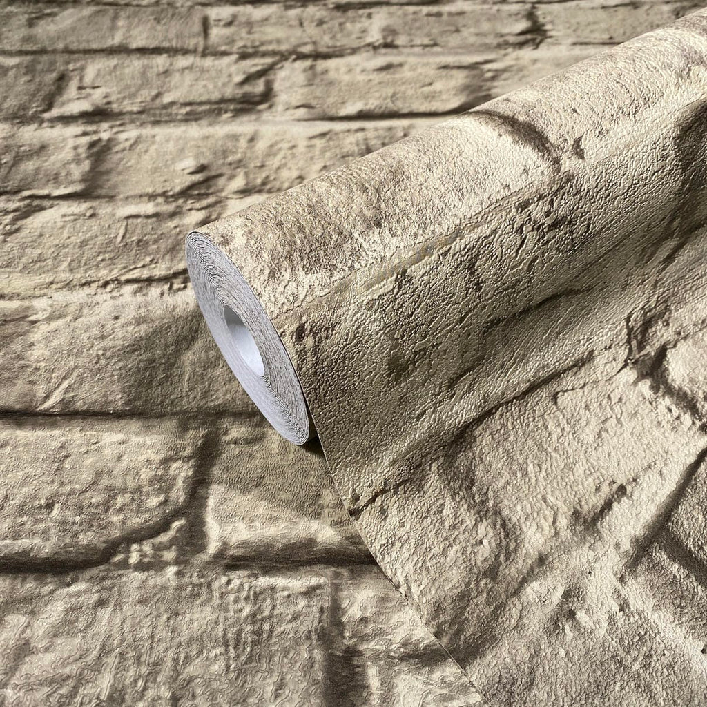 Papel pintado tejido no tejido efecto piedra marrón - Marburg - Imagen 2