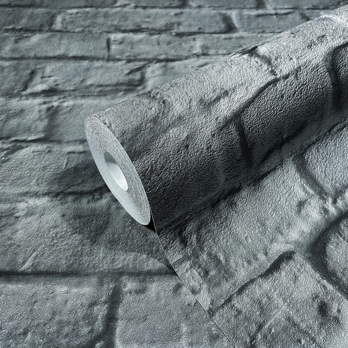 Papel pintado tejido no tejido efecto piedra negro - Marburg - Imagen 3