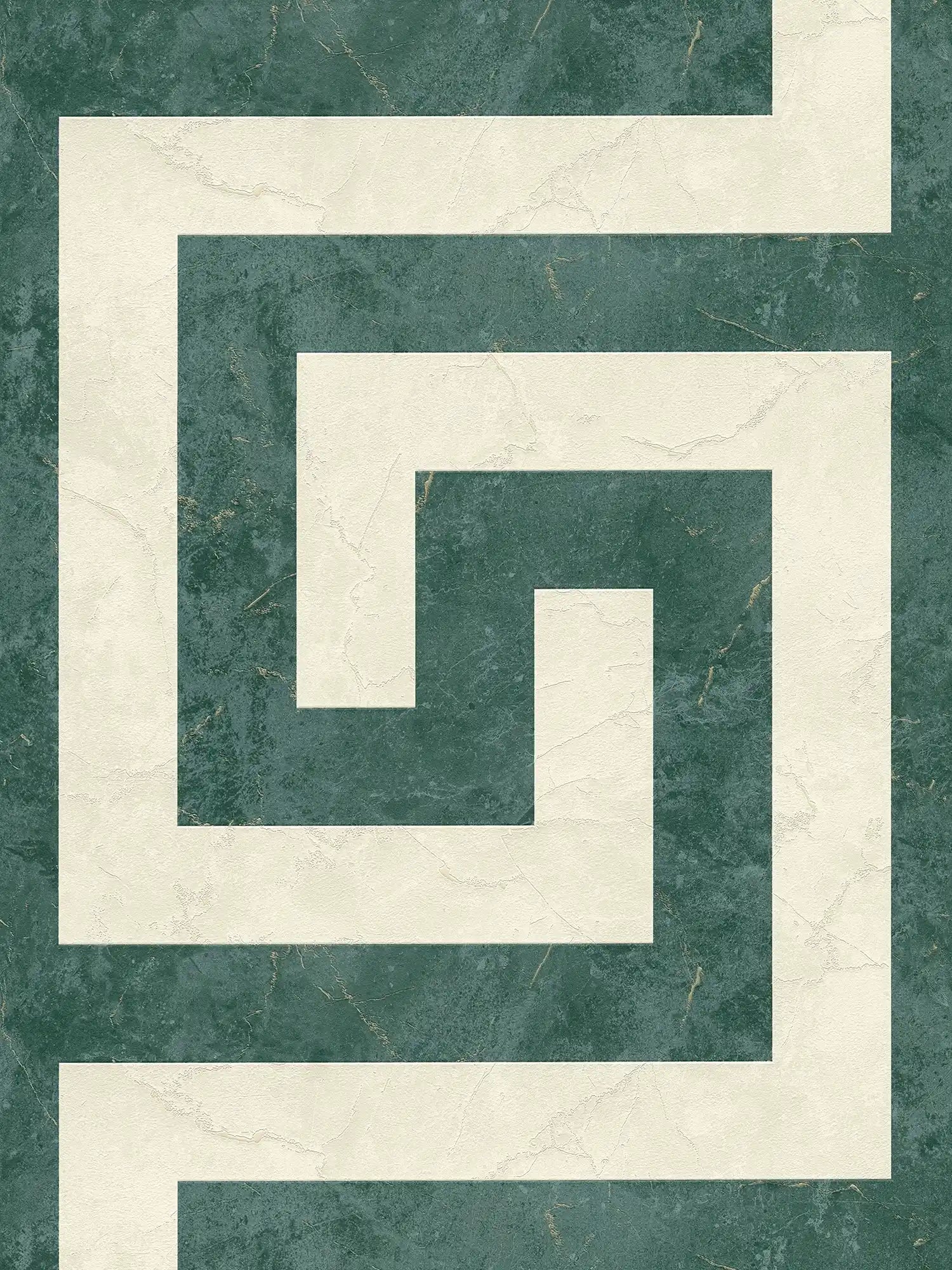 Papel pintado no tejido VERSACE con Diseño gráfico de rayas de mármol mate, parcialmente brillante ligeramente texturado - verde, gris, Metálico