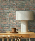 Vliestapete orange, grau steinoptik
