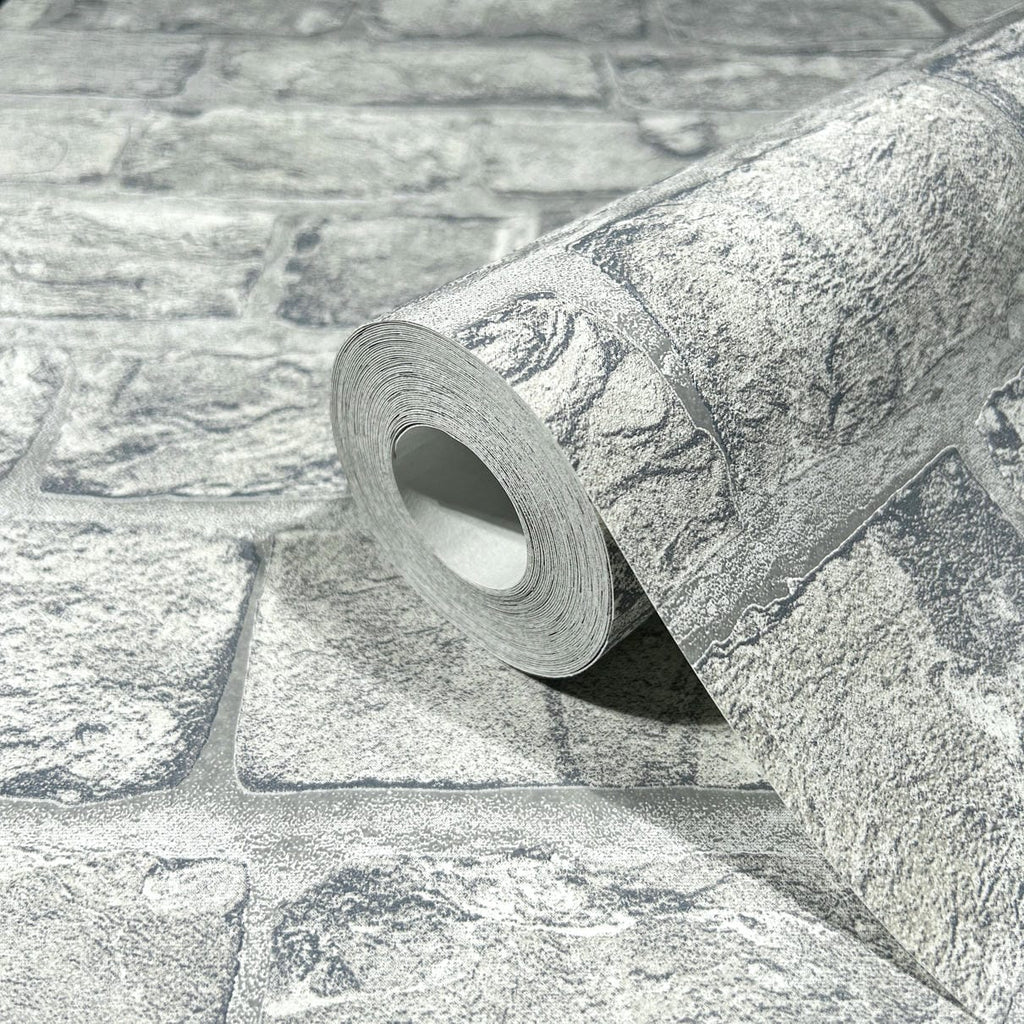Papel pintado tejido no tejido efecto piedra gris - Marburg - Imagen 4