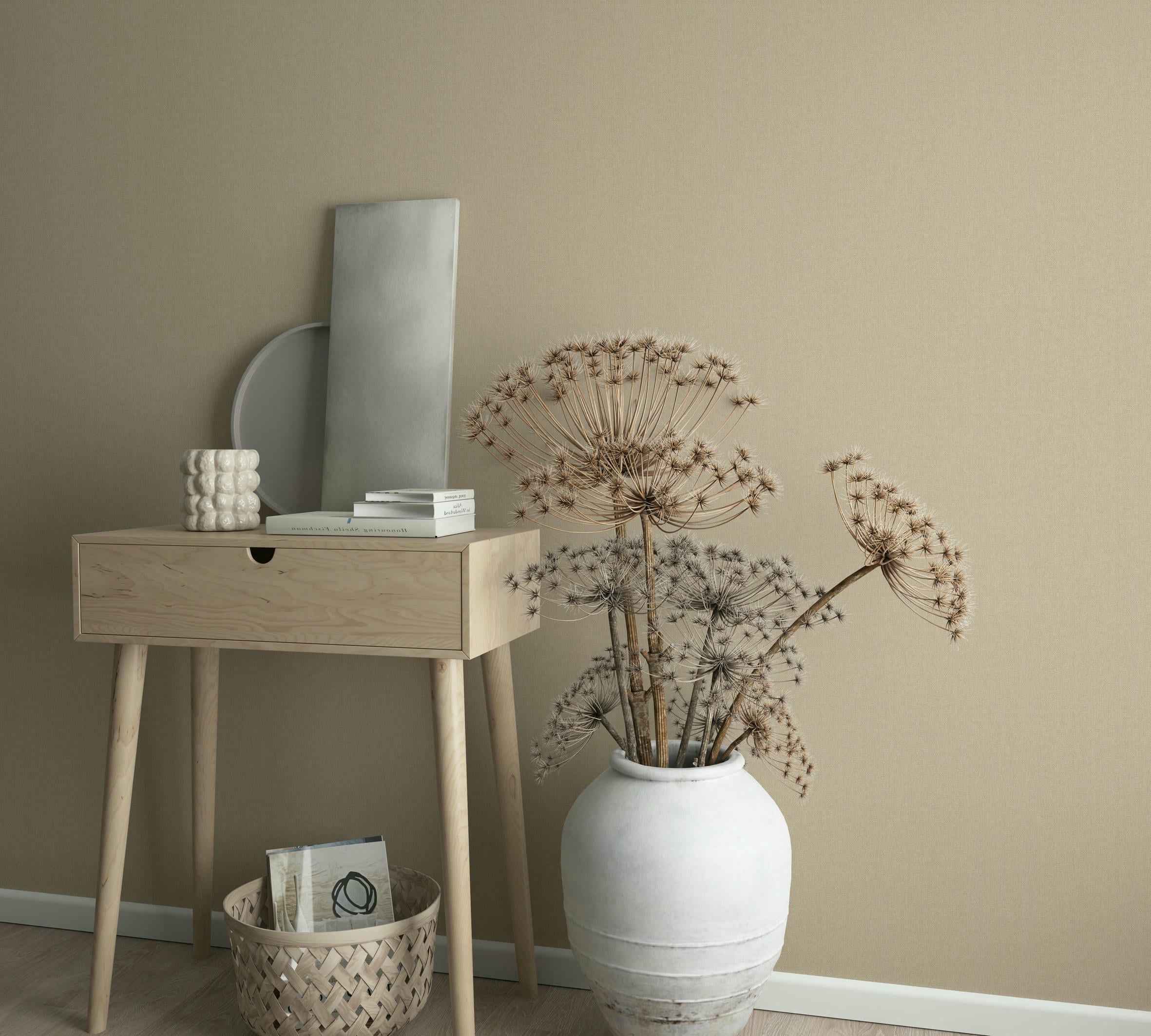Vliestapete beige einfarbig