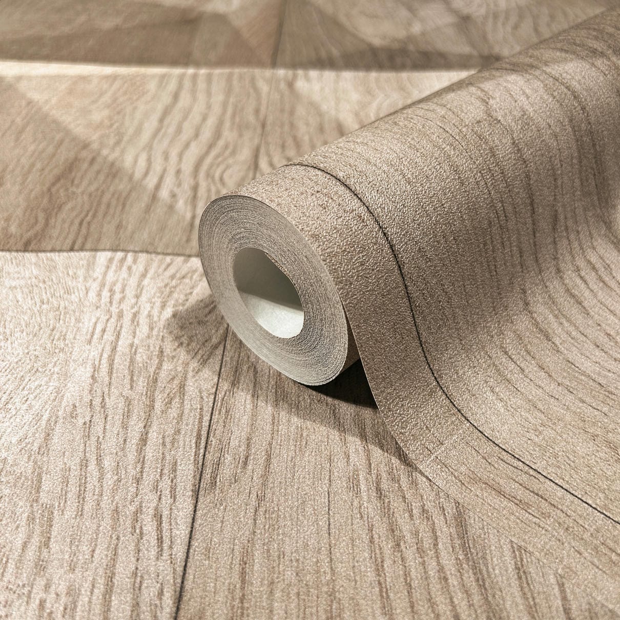 Vliestapete beige, braun holzoptik