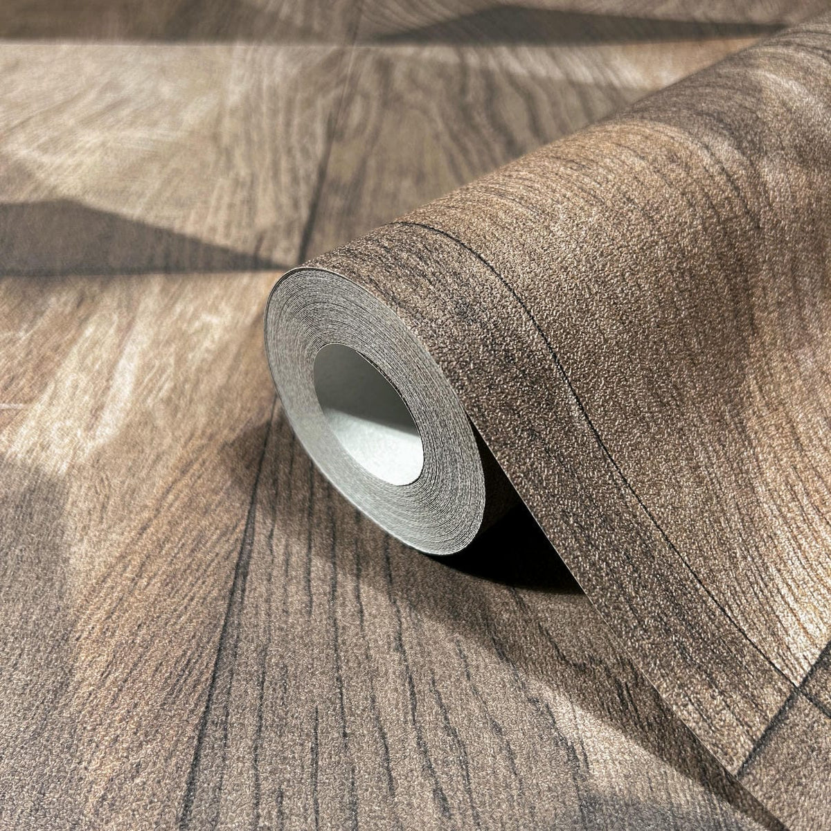Papel pintado tejido no tejido efecto madera marrón - Marburg - Imagen 2