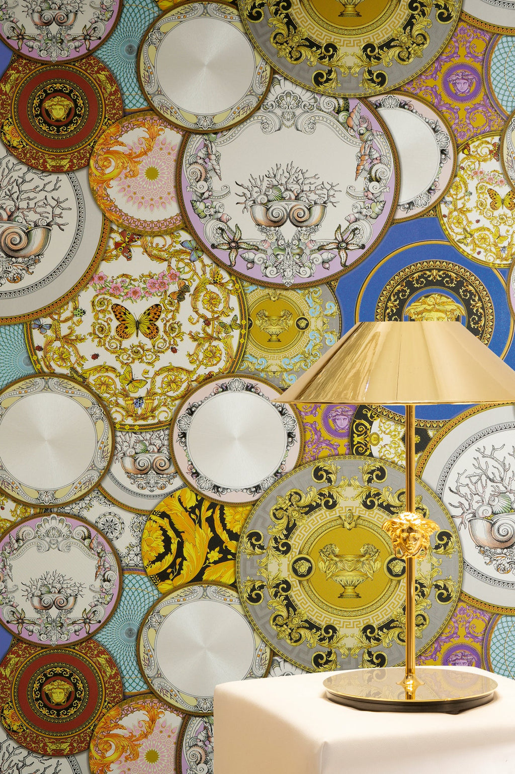 Versace 6-Vliestapete Vinyltapete Blau Kreise