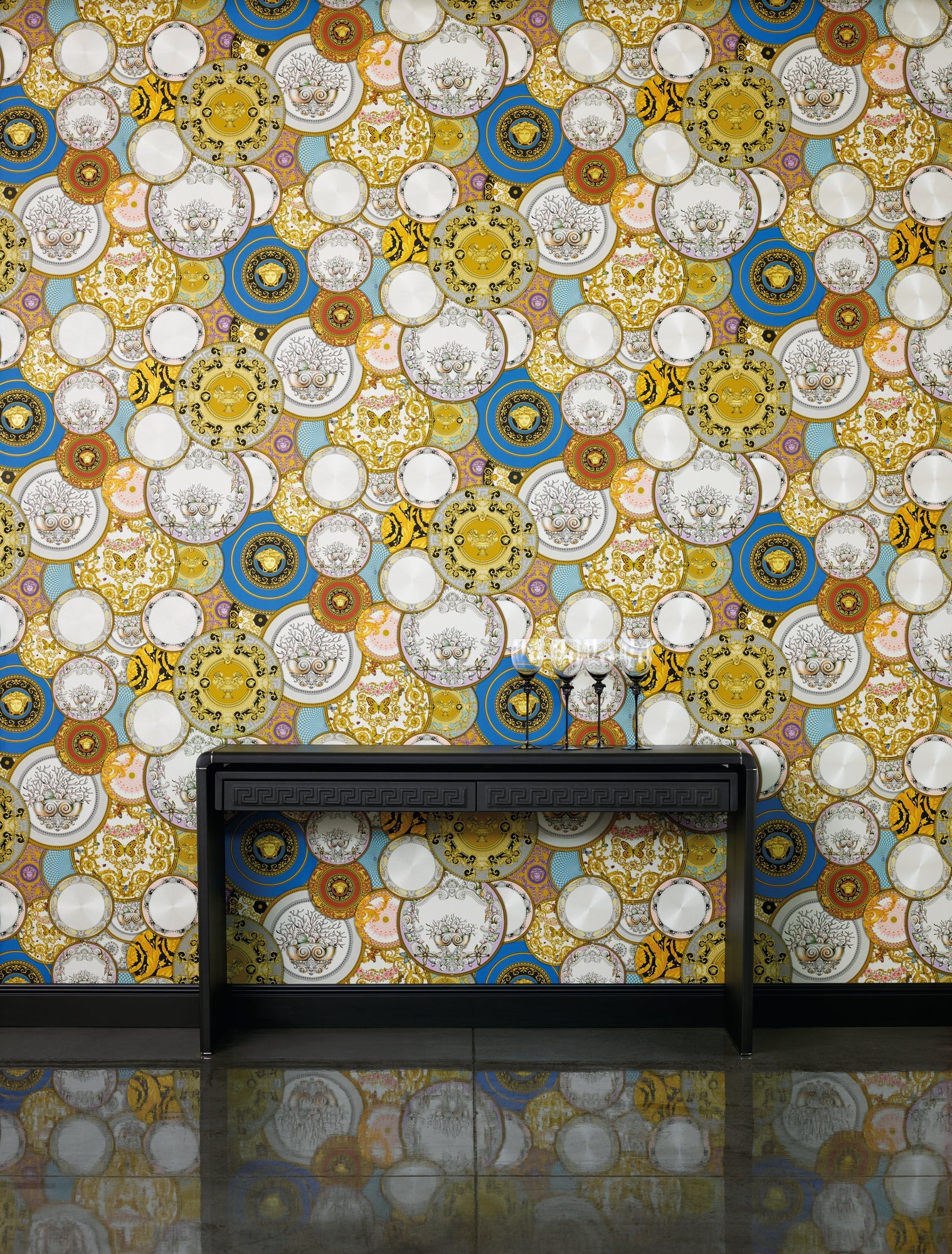 Versace 6-Vliestapete Vinyltapete Blau Kreise