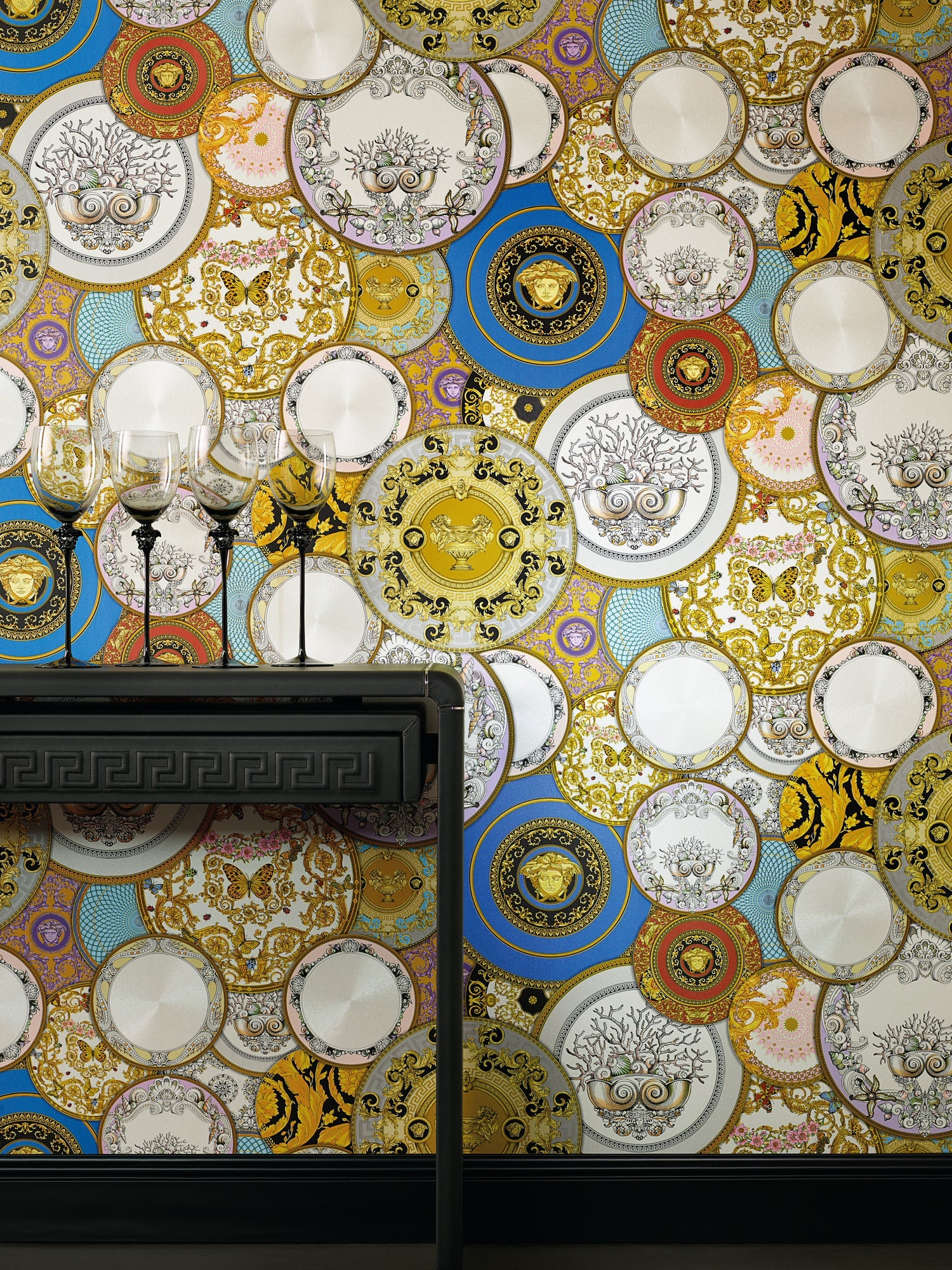 Versace 6-Vliestapete Vinyltapete Blau Kreise