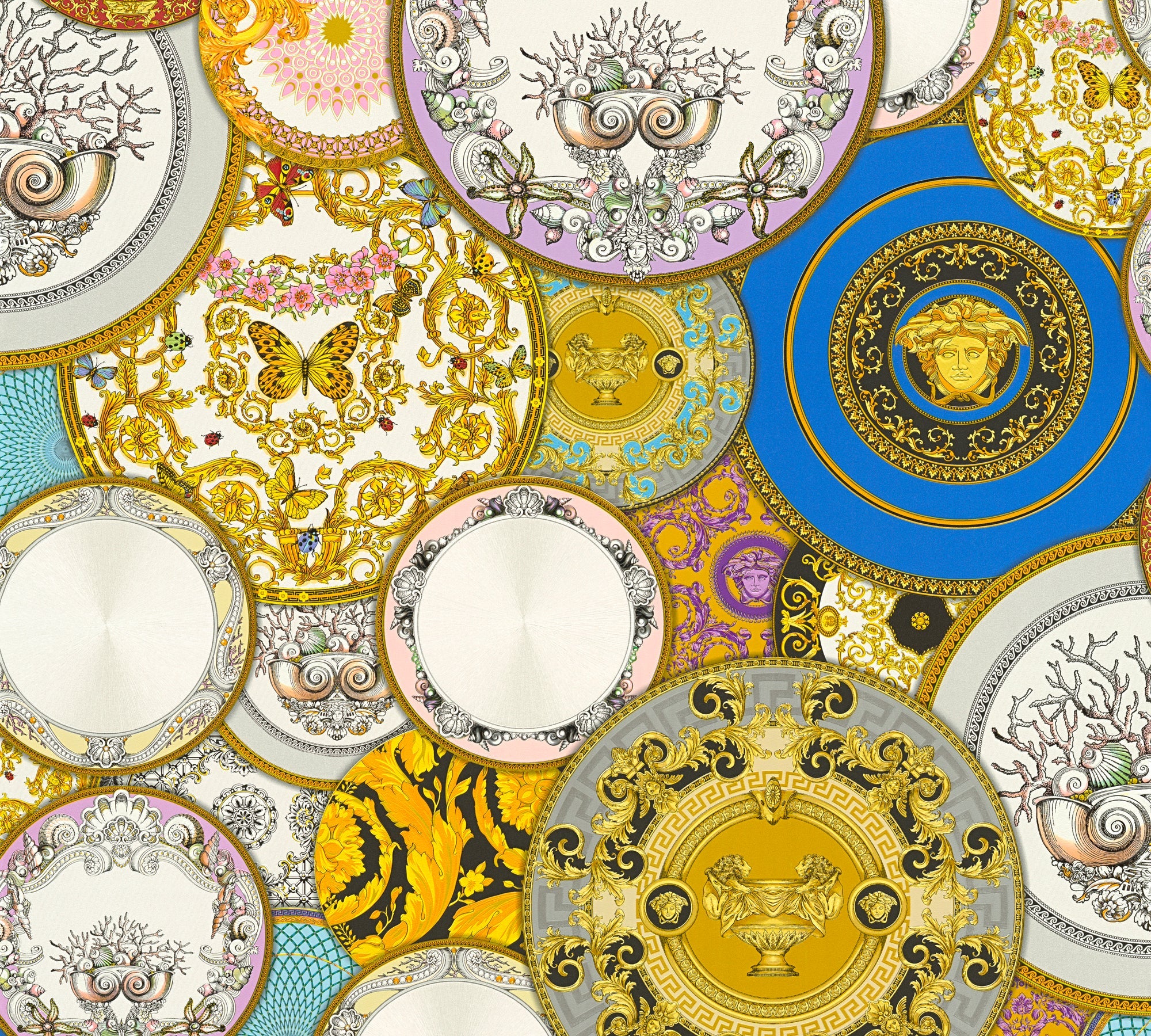 Versace 6-Vliestapete Vinyltapete Blau Kreise