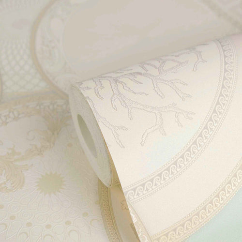 Papel Pintado Versace 6 Vinílico Crema Círculos Geométricos Luxury (Modelo 34901-2)