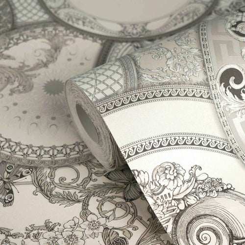 Papel Pintado Versace 6 Vinílico Crema Círculos Geométricos Luxury (Modelo 34901-3)