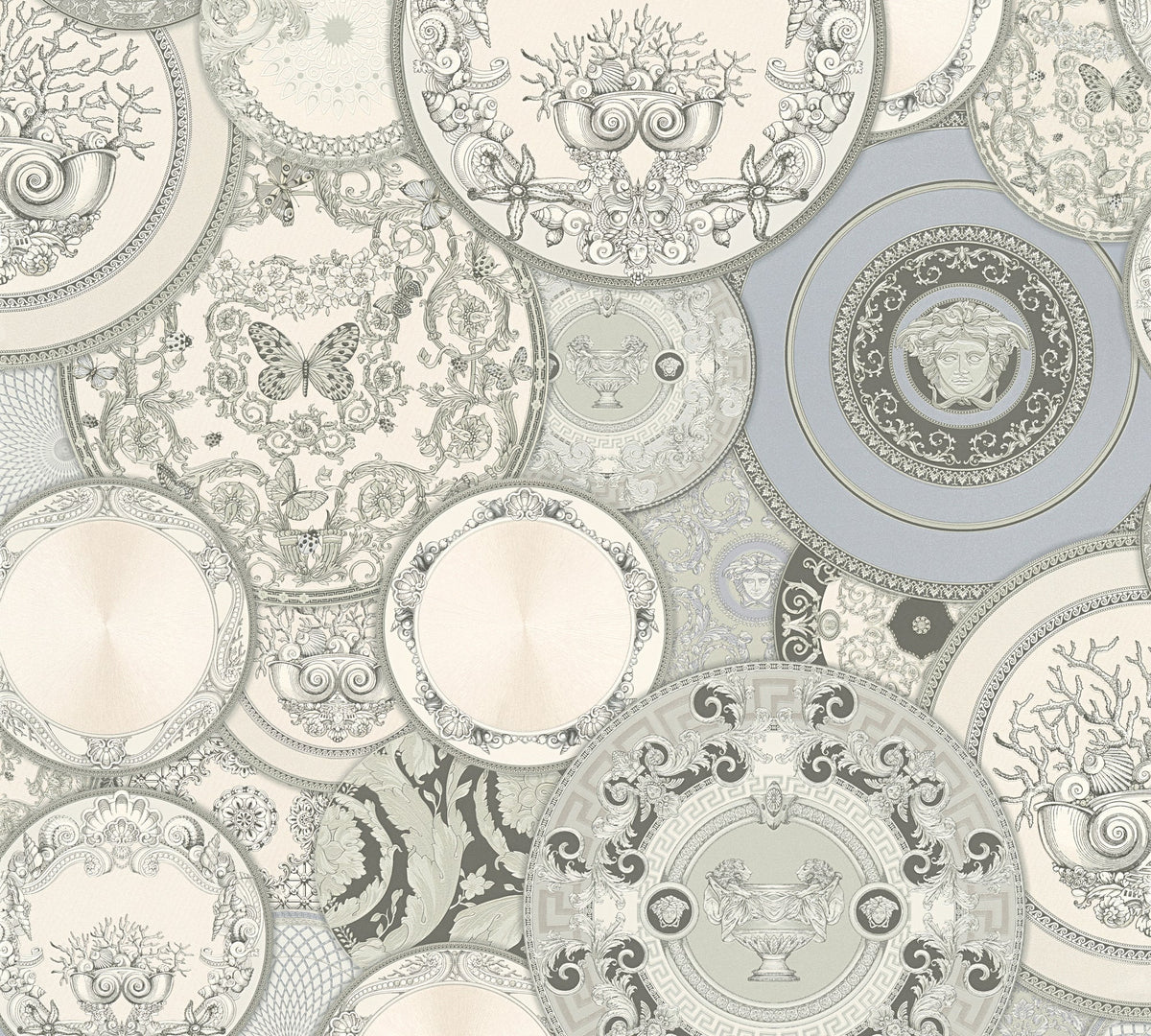Papel pintado vinílico Versace 6 gris círculos geométricos - Matex - Imagen 7