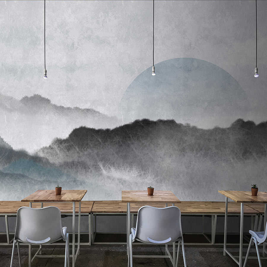 Fotomural Walls by Patel - Akaishi 2 - Photo wallpaper Asian art mountain landscape, grey & white