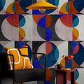 Fotomural Walls by Patel - Photo wallpaper »mia« - Abstract retro pattern on concrete plaster texture - colourful