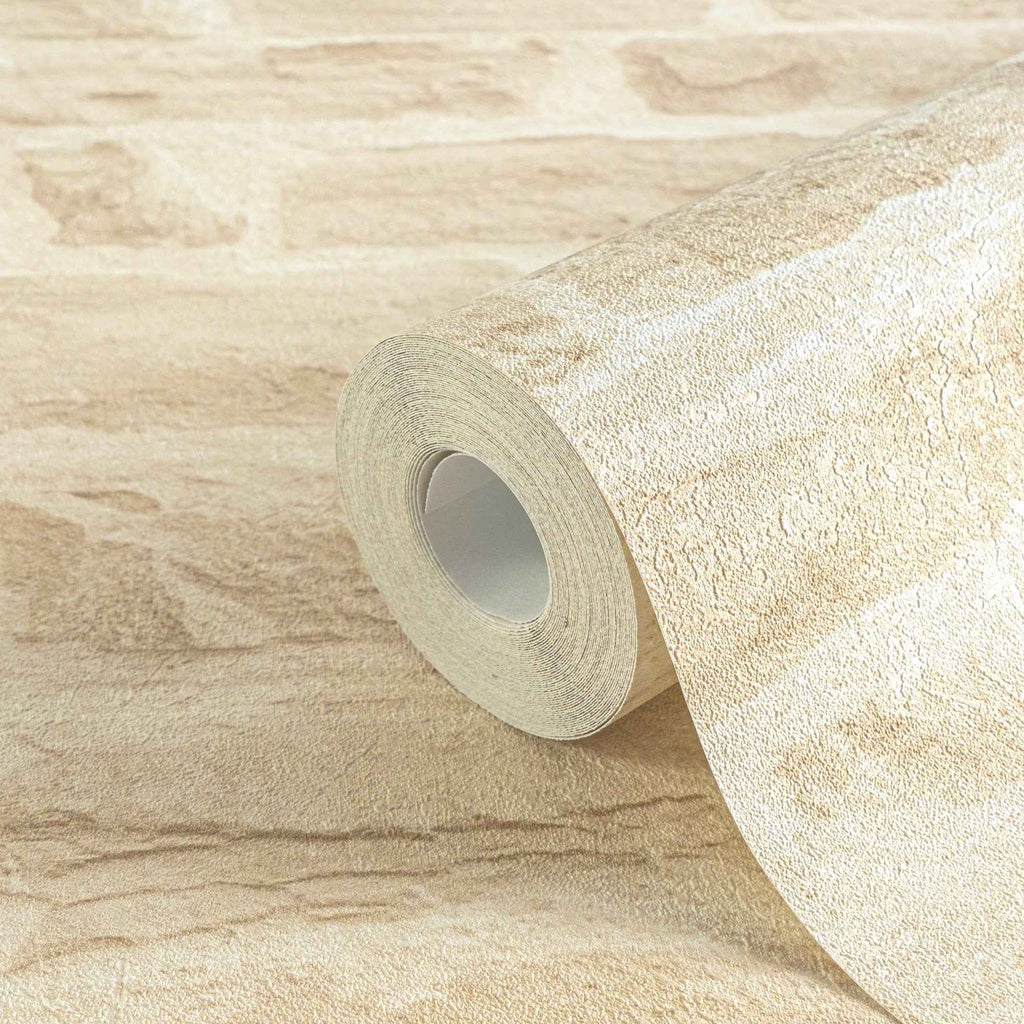 Hochwertige Vliestapete Beige Steinoptik