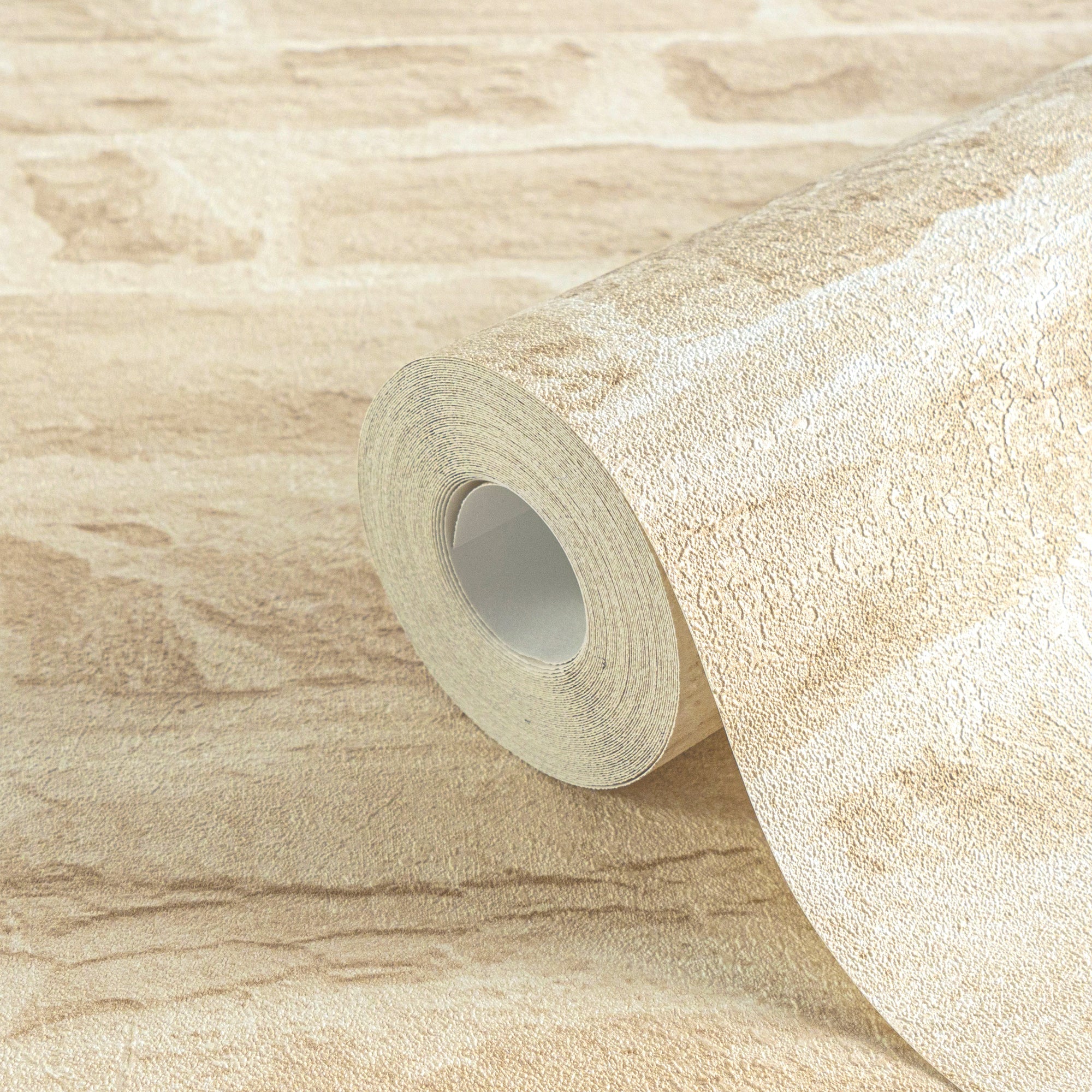 Hochwertige Vliestapete Beige Steinoptik