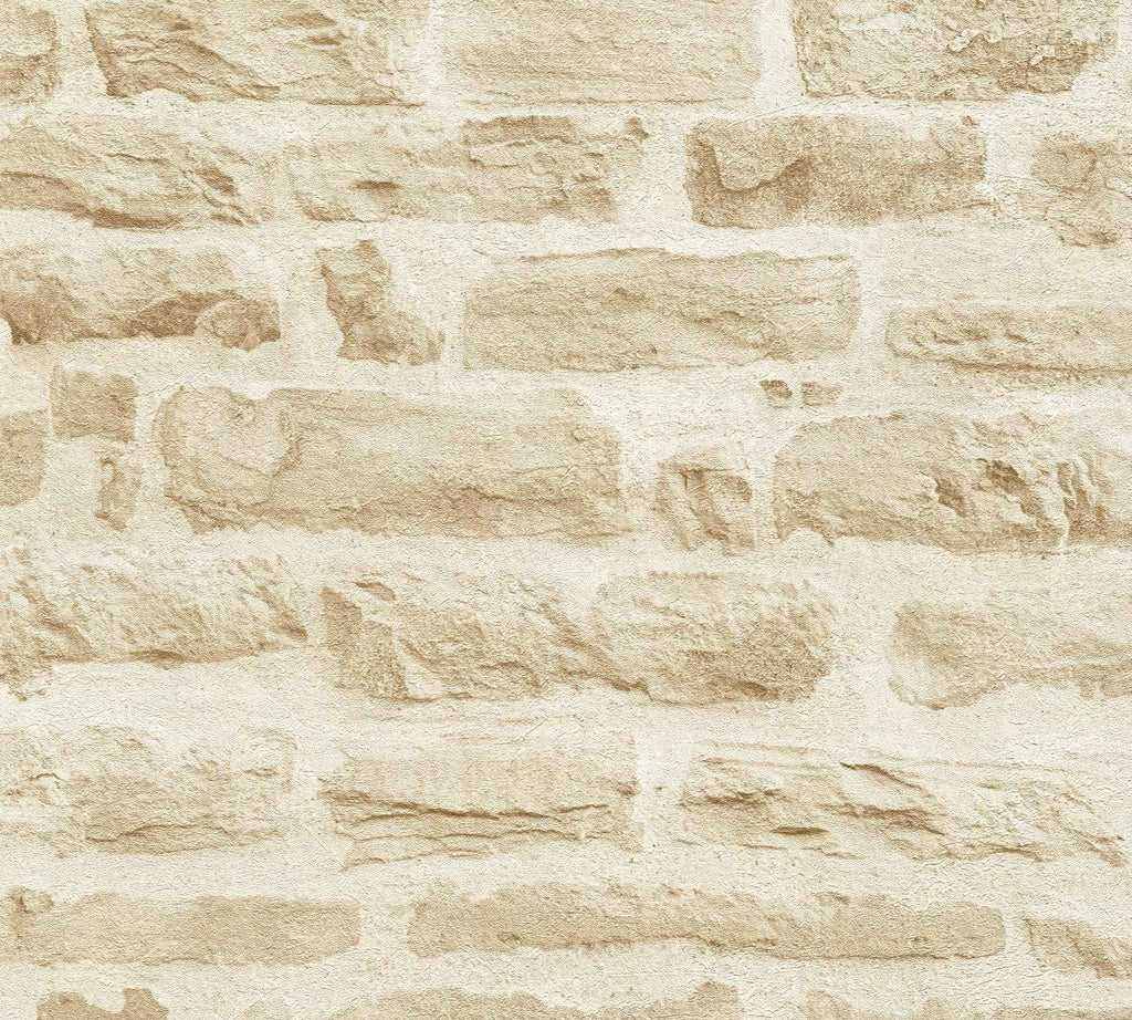 Hochwertige Vliestapete Beige Steinoptik