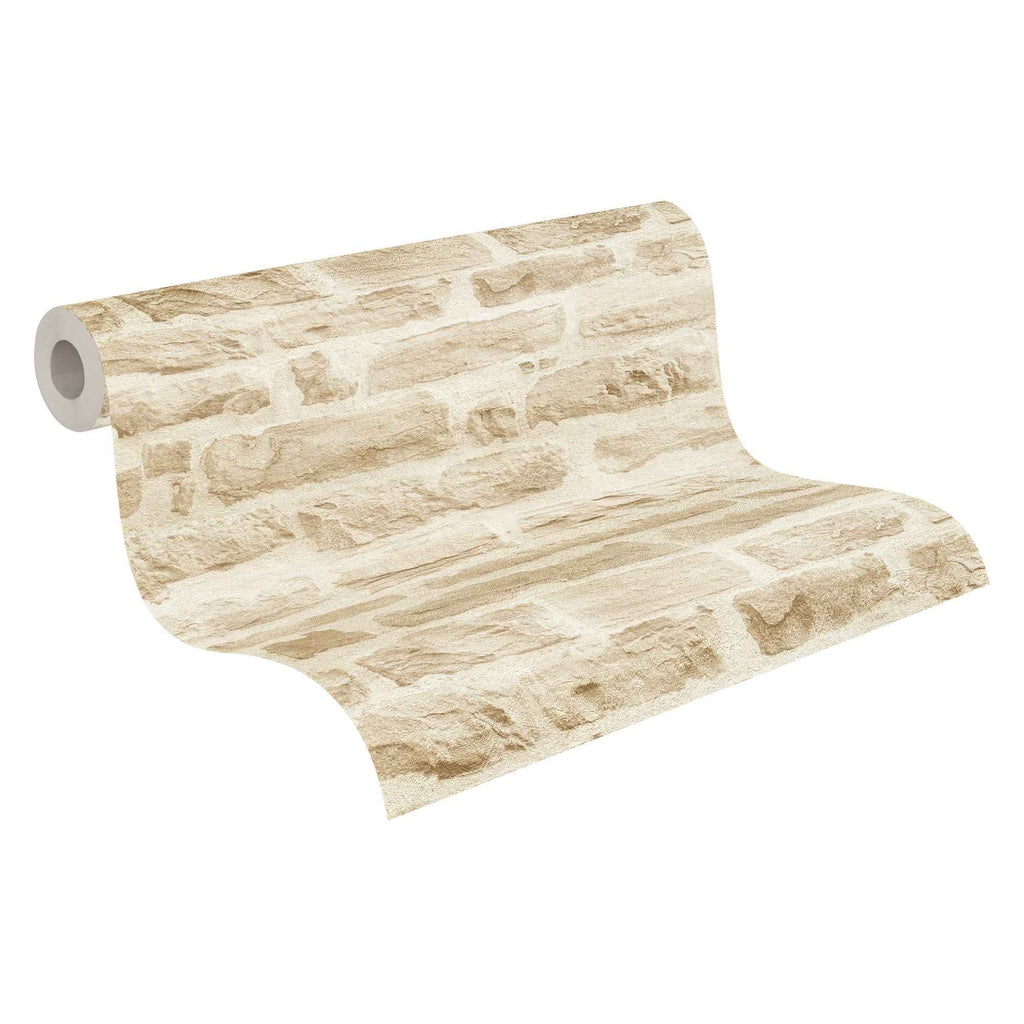 Hochwertige Vliestapete Beige Steinoptik