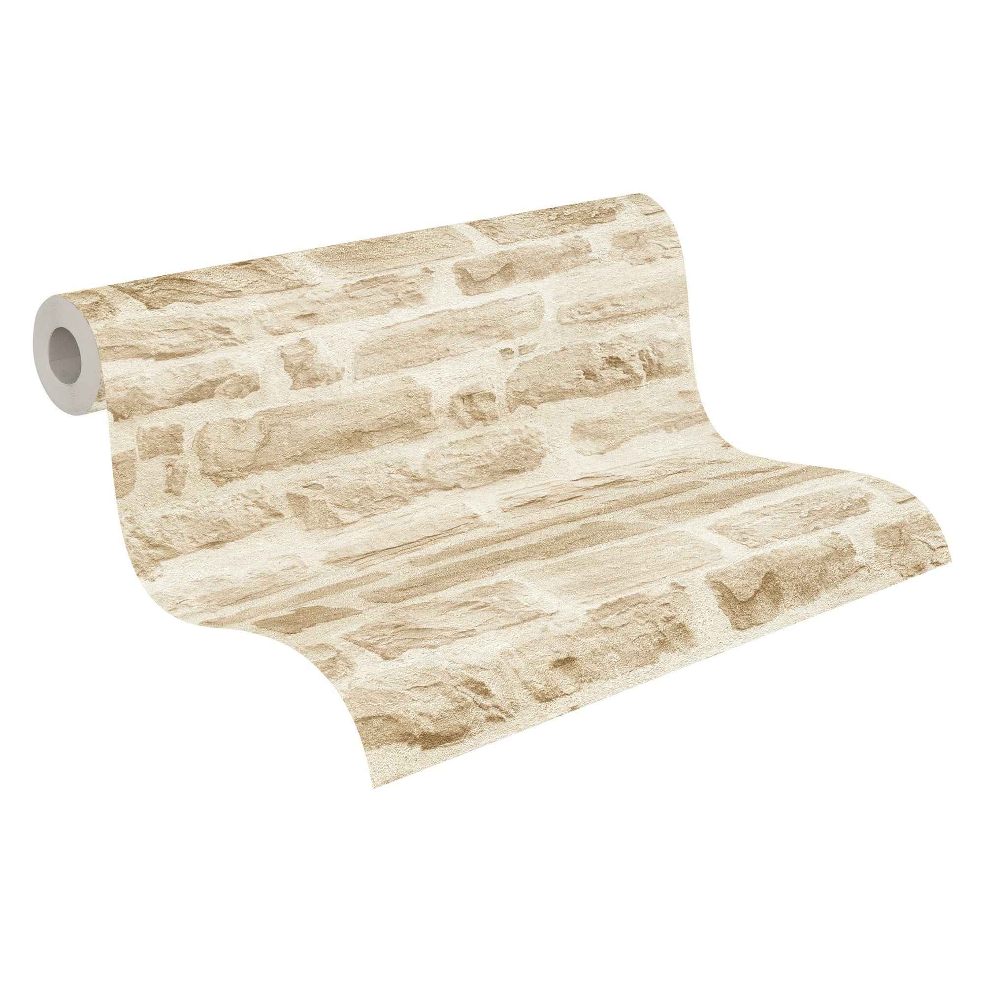 Hochwertige Vliestapete Beige Steinoptik